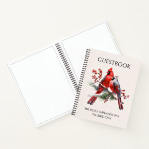 Rode Kardinalen Vrouwen 75e Verjaardag Gastenboek Notitieboek