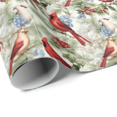 Rode Kardinalen & Winterden Cadeaupapier (Rol Hoek)