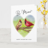 Rode kardinalen zijn mijnparen Valentijnsdag Kaart (Gele Bloem)