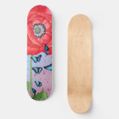 RODE KARTPOPPIJEN EN BLAUWE BUTTERFLIES PERSOONLIJK SKATEBOARD (Voorkant)