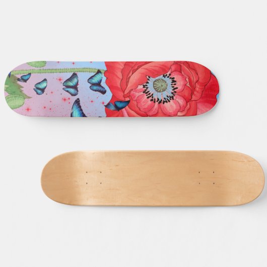 RODE KARTPOPPIJEN EN BLAUWE BUTTERFLIES PERSOONLIJK SKATEBOARD (Horizontaal)
