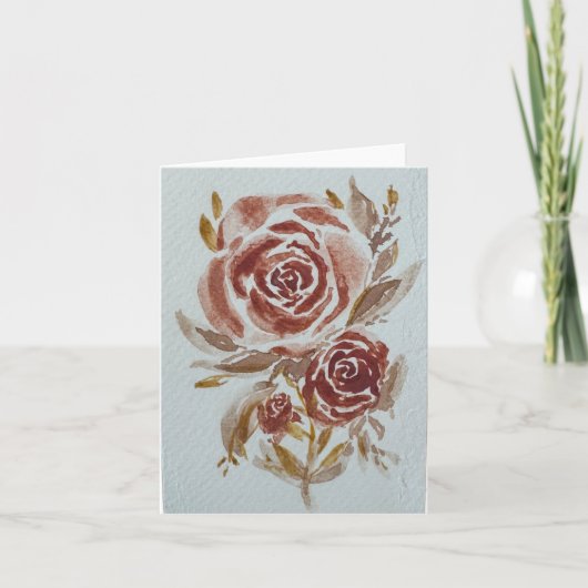Rode kastanjebruine rozen waterverf leeg kaart (Voorkant)