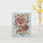 Rode kastanjebruine rozen waterverf leeg kaart (Gele Bloem)