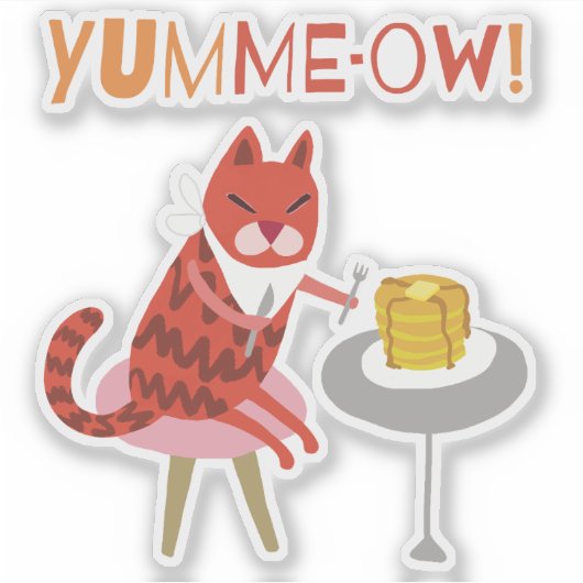 Rode kat en pannenkoeken / sticker (Voorkant)