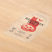 rode kat en pompoen Halloween Party Acryl Uitnodigingen (Laagn)