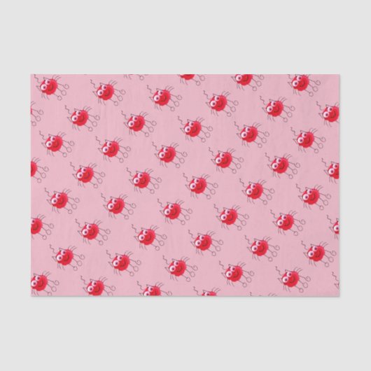 Rode Kat Grappige Tekening Roze Tissuepapier (Voorkant)