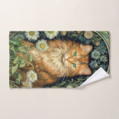 Rode kat in de tuin art nouveau handdoek (Handdoek)