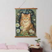 Rode kat in de tuin art nouveau hangend wandkleed (Slaapkamer)