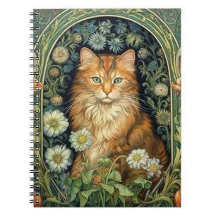 Rode kat in de tuin art nouveau notitieboek