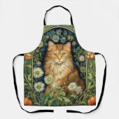 Rode kat in de tuin art nouveau schort (Voorkant)