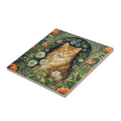 Rode kat in de tuin art nouveau tegeltje (Zijkant)