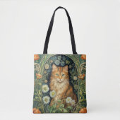 Rode kat in de tuin art nouveau tote bag (Voorkant)