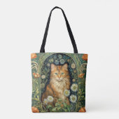 Rode kat in de tuin art nouveau tote bag (Achterkant)