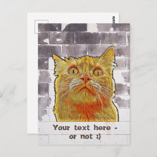 Rode kat in Trouble. Briefkaart (Voorkant / Achterkant)