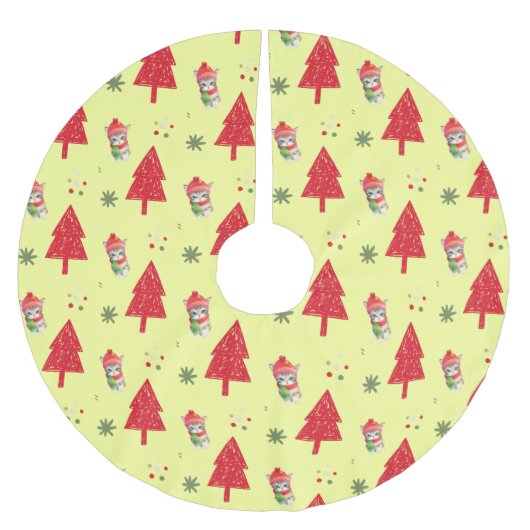 Rode kat Kerstboom Naadloos patroon Rok (Voorkant)