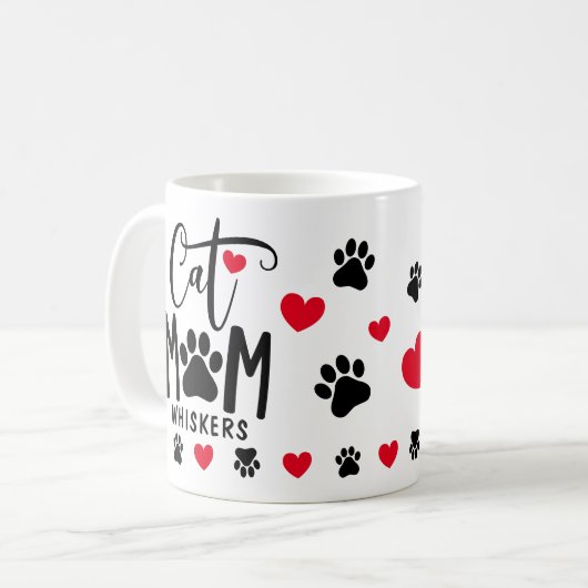 Rode Kat Mam Pawprint Gepersonaliseerde Pet Foto Koffiemok (Voorkant links)