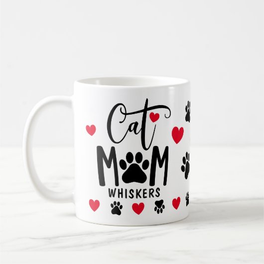 Rode Kat Mam Pawprint Gepersonaliseerde Pet Foto Koffiemok (Links)