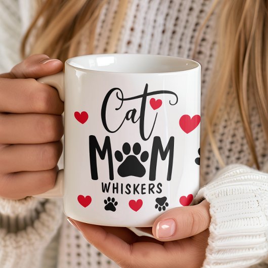 Rode Kat Mam Pawprint Gepersonaliseerde Pet Foto Koffiemok