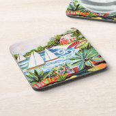 Rode katoen van de bay II Bier Onderzetter (Linkerzijde)