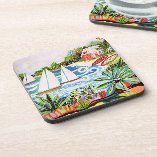 Rode katoen van de bay II Bier Onderzetter (Linkerzijde)