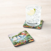 Rode katoen van de bay II Bier Onderzetter (Rechterzijde)