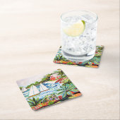 Rode katoen van de bay II Kartonnen Onderzetters (Insitu)