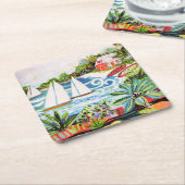 Rode katoen van de bay II Kartonnen Onderzetters (Schuin)