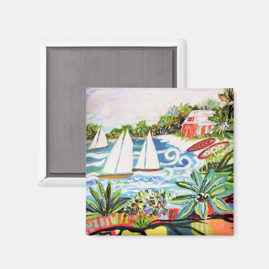 Rode katoen van de bay II Magneet (Voorkant / Achterkant)