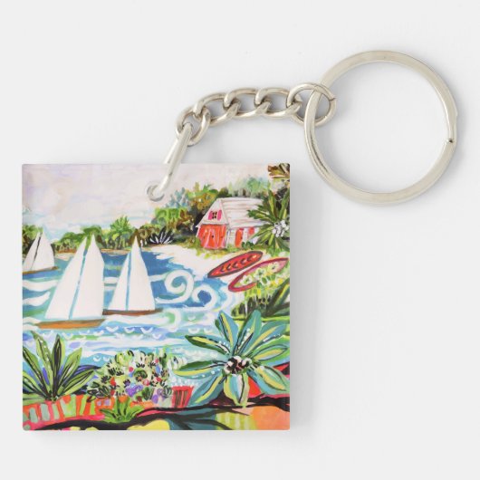 Rode katoen van de bay II Sleutelhanger (Achterkant)