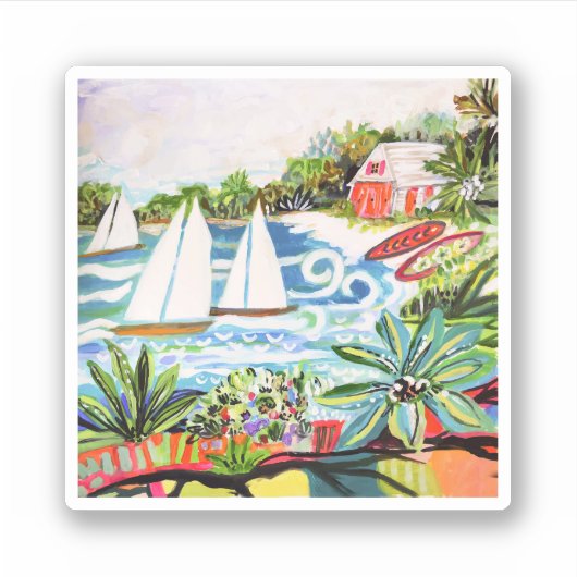 Rode katoen van de bay II Sticker (Voorkant)