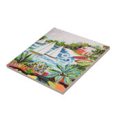 Rode katoen van de bay II Tegeltje (Zijkant)