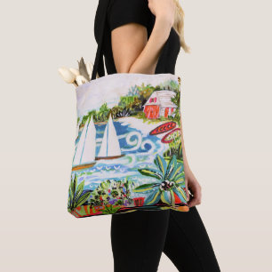 Rode katoen van de bay II Tote Bag