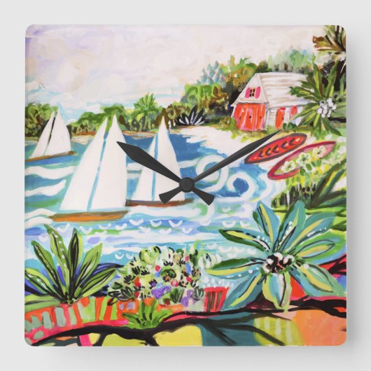 Rode katoen van de bay II Vierkante Klok (Voorkant)