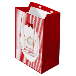 Rode Kawaii Boog Aziatisch Dumpling Meisje Baby Sh Medium Cadeauzakje