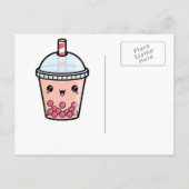 Rode Kawaii Bubble Tea Verjaardagsfeest Postkaart (Achterkant)