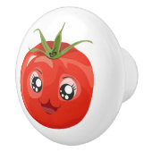 Rode kawaii tomaat White Ceramic Knob Keramische Knop (Rechts)