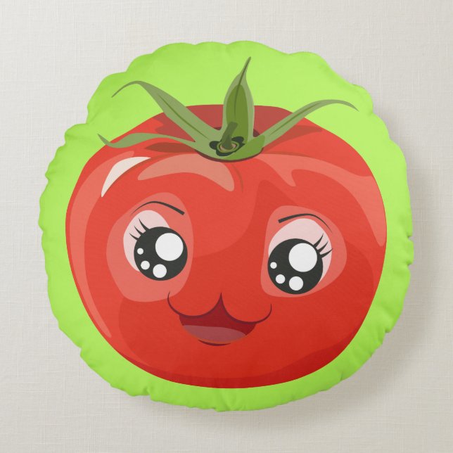 Rode kawaii tomato Pillow Rond Kussen (Voorkant)