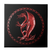 Rode Keltische Draak Tegeltje (Voorkant)