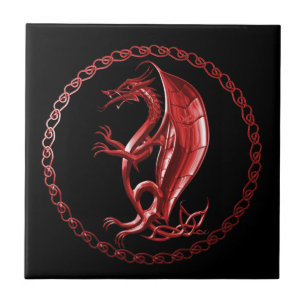 Rode Keltische Draak Tegeltje