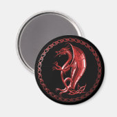 Rode Keltische Drakenmagneet Magneet (Voorkant / Achterkant)