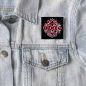 Rode Keltische Knoopwerkcirkel Vierkante Button 5,1 Cm (In situ)