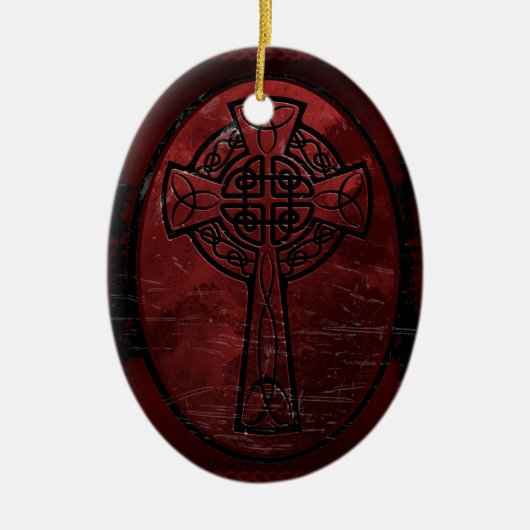 Rode Keltische Kruis Keramisch Ornament (Voorkant)