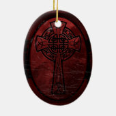 Rode Keltische Kruis Keramisch Ornament (Achterkant)