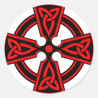 Rode Keltische Kruis Saksische Viking Wicca Pagan Ronde Sticker