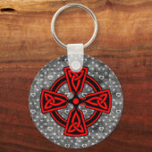 Rode Keltische Kruis Verondersteld Achtergrond Sleutelhanger (Voorkant)