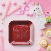 Rode keramische look appelboom papieren bordje (Feest)