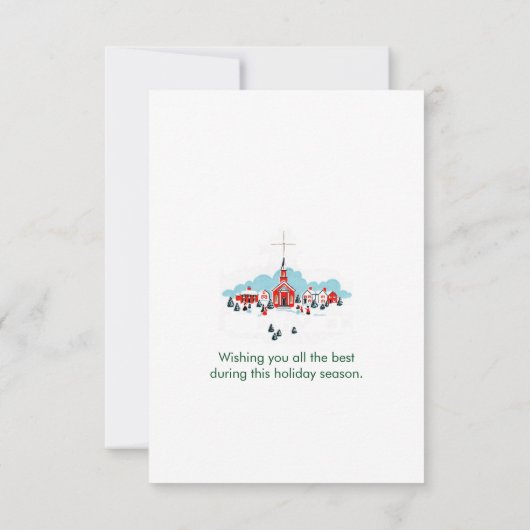 Rode Kerk met Star-kerstsceen Kaart (Achterkant)