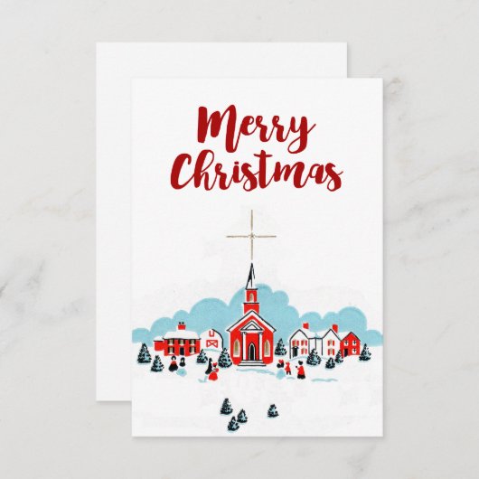 Rode Kerk met Star-kerstsceen Kaart (Voorkant / Achterkant)