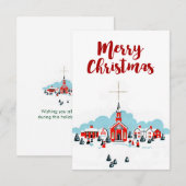 Rode kerk met ster Kerstscène Kaart (Voorkant / Achterkant)