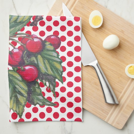 rode kerry Polka Dot Fruit Pattern Cute Theedoek (Quarter Fold)